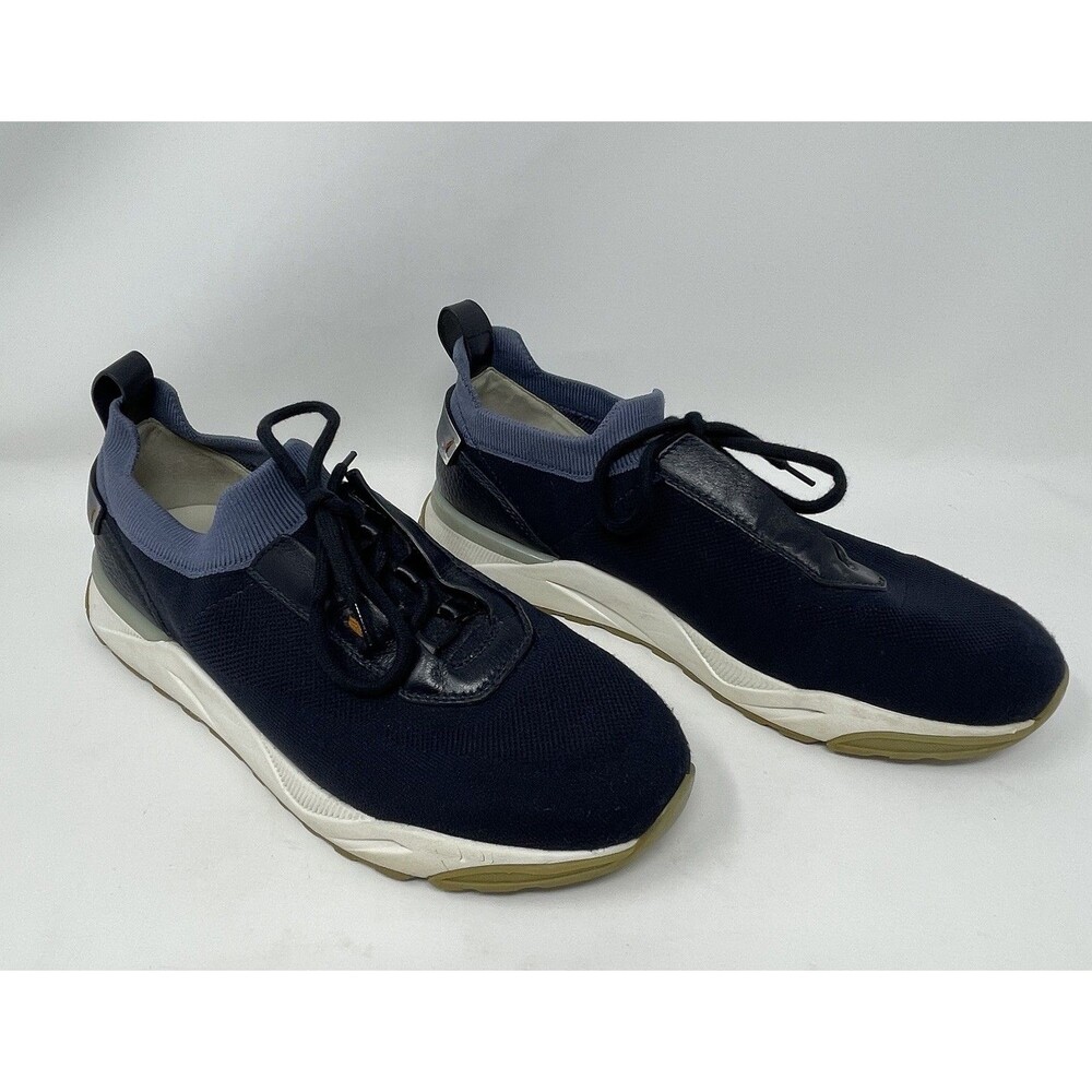 Santoni Stretch Knit Sneakers Made In Italy Blue Size 8 US 7 UK Slip On/Tie